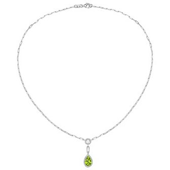 Sterling Silver Peridot & Lab-Created White Sapphire Pendant Necklace