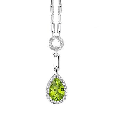 MASTERPIECE Sterling Silver Peridot & Lab-Created White Sapphire Pendant Necklace