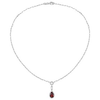 Sterling Silver Garnet & Lab-Created White Sapphire Pendant Necklace