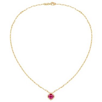 MASTERPIECE 14k Gold Over Silver Lab-Created Ruby & White Sapphire Pendant Necklace