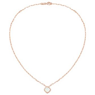 14k Rose Gold Over Silver Lab-Created Opal & White Sapphire Pendant Necklace