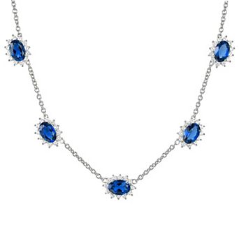 MASTERPIECE Sterling Silver Lab-Created Blue & White Sapphire Necklace