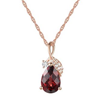 14k Rose Gold Over Silver Garnet & Lab-Created White Sapphire Pendant Necklace