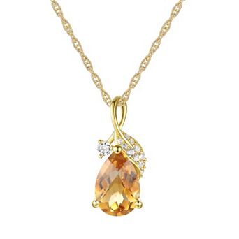 MASTERPIECE 14k Gold Over Silver Citrine & Lab-Created White Sapphire Pendant Necklace