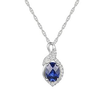 MASTERPIECE Sterling Silver Lab-Created Blue & White Sapphire Pendant Necklace