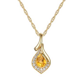 MASTERPIECE 14k Gold Over Silver Citrine & Lab-Created White Sapphire Pendant Necklace
