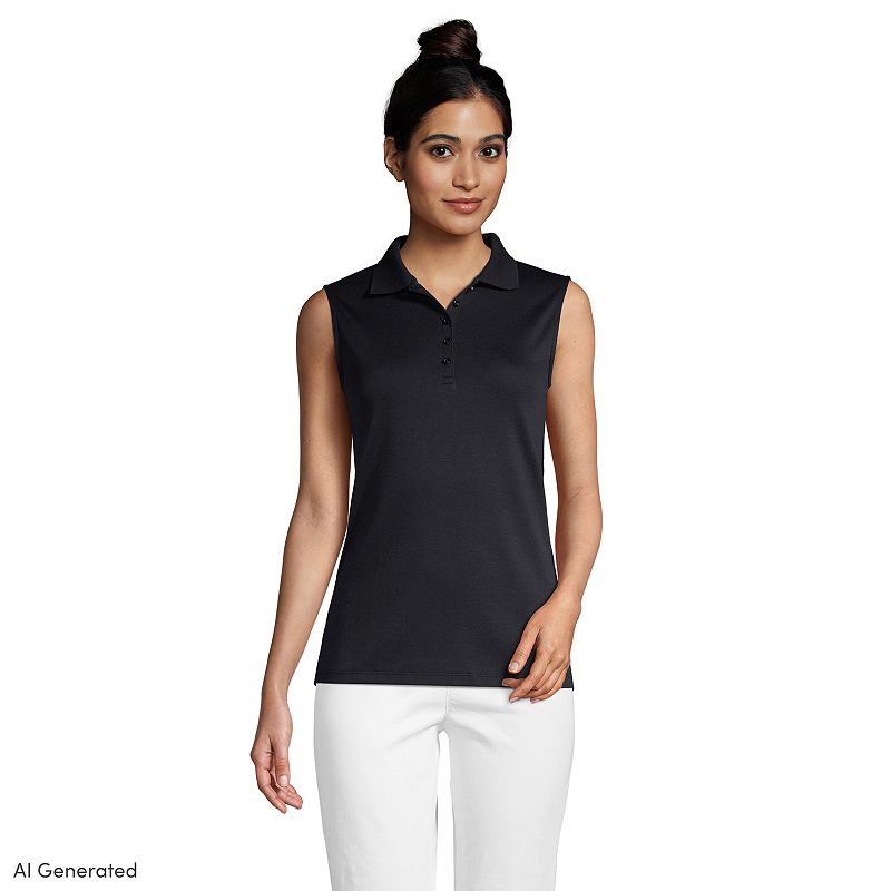 Women's Lands' End Sleeveless Supima Cotton Polo Shirt,