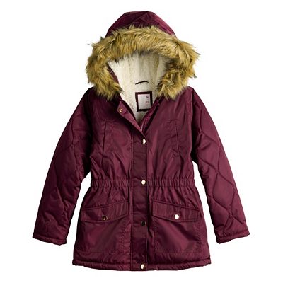 Girls 4 18 SO Hooded Fleece Lined Heavyweight Anorak Jacket