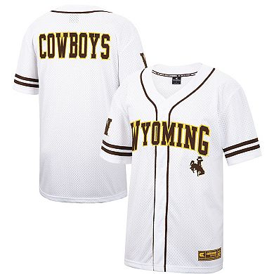 Men's Colosseum White/Brown Wyoming Cowboys Free Spirited Baseball Jersey
