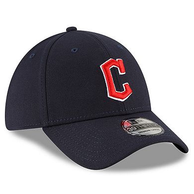 Men's New Era Navy Cleveland Guardians Road Team Classic 39THIRTY Flex Hat