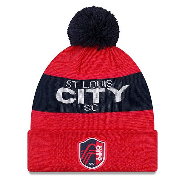 St. Louis City SC New Era Kick Off Cuffed Knit Hat with Pom - Red