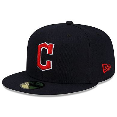 Men's New Era Navy Cleveland Guardians Road Authentic Collection On-Field 59FIFTY Fitted Hat