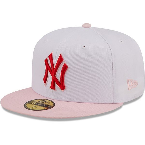 Men's New Era White/Pink New York Yankees Scarlet Undervisor 59FIFTY ...