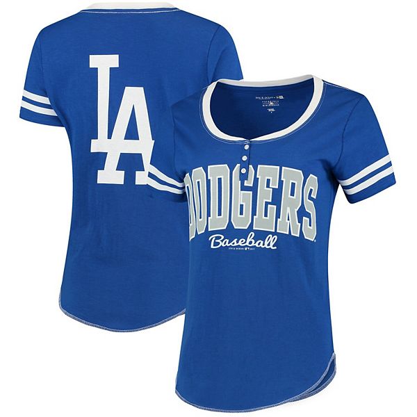 Los Angeles Dodgers New Era Girls Youth Henley Tank Top - Royal