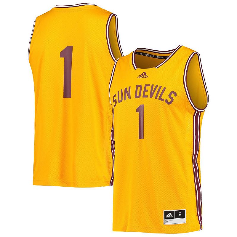 Mens adidas #1 Gold Arizona State Sun Devils Reverse Retro Jersey, Size: S