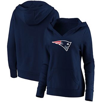Women's Fanatics Branded Navy New England Patriots Primary Team Logo V-Neck Pullover Hoodie