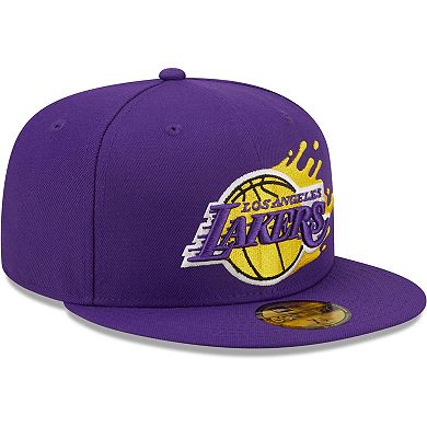 Men's New Era Purple Los Angeles Lakers Splatter 59FIFTY Fitted Hat