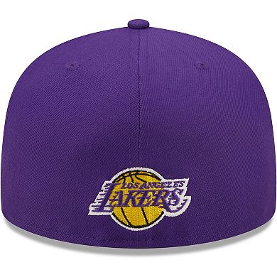 Men's New Era Purple Los Angeles Lakers Splatter 59FIFTY Fitted Hat