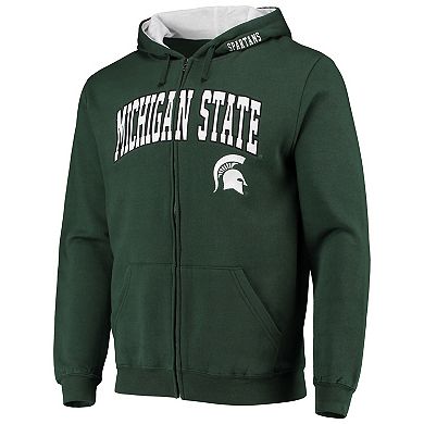 Men's Colosseum Green Michigan State Spartans Arch & Logo 3.0 Full-Zip Hoodie