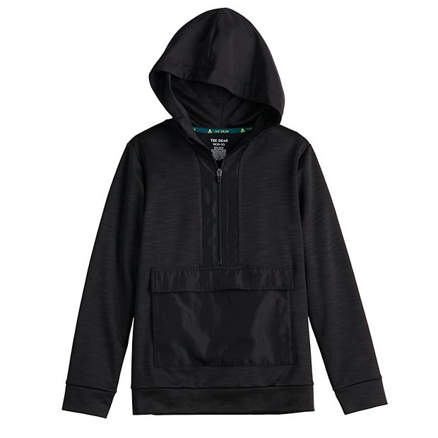 Men's Tek Gear Performance Fleece Mixed Media Hoodie Black Size