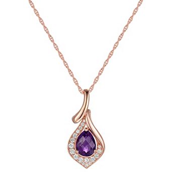 14k Rose Gold Over Silver Amethyst & Lab-Created White Sapphire Pendant Necklace