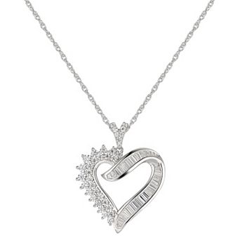 Sterling Silver Cubic Zirconia Open Heart Pendant Necklace