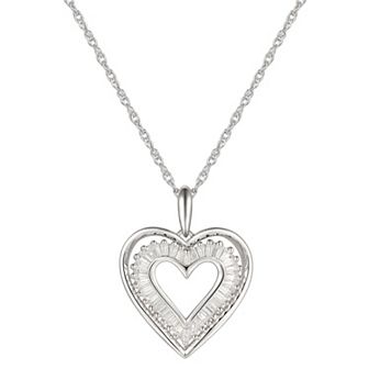 Sterling Silver Cubic Zirconia Open Heart Pendant Necklace