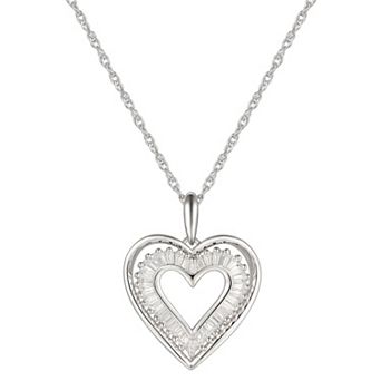 MASTERPIECE Sterling Silver Cubic Zirconia Open Heart Pendant Necklace