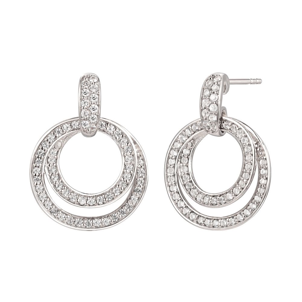 Cme Large Double Circle Drop Earrings Silver main image 1