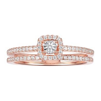 14k Rose Gold Over Silver 1/4 Carat T.W. Diamond Ring