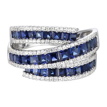 Sterling Silver Lab-Created Blue & White Sapphire Ring