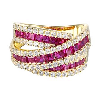 14k Gold Over Silver Lab-Created Ruby & Lab-Created White Sapphire Ring