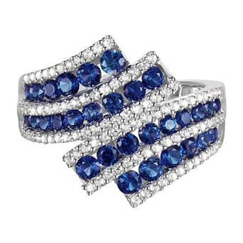 Sterling Silver Lab-Created Blue & White Sapphire Ring