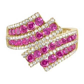 14k Gold Over Silver Lab-Created Ruby & Lab-Created White Sapphire Ring