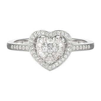 MASTERPIECE Sterling Silver 1/4 Carat T.W. Diamond Heart Ring