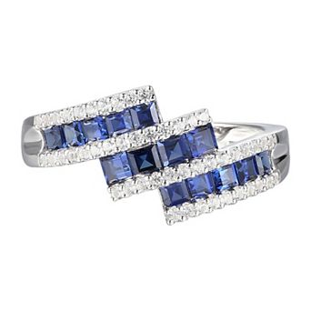 Sterling Silver Lab-Created Blue & White Sapphire Ring
