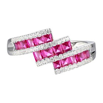 Sterling Silver Lab-Created Ruby & Lab-Created White Sapphire Ring