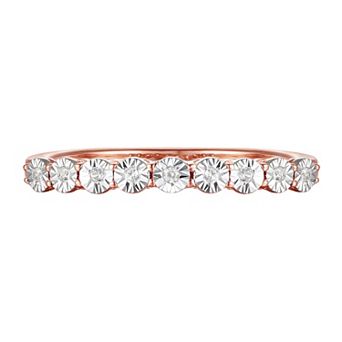 14k Rose Gold Over Silver 1/10 Carat T.W. Diamond Ring