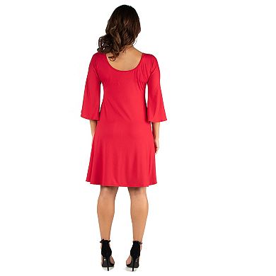 Women's 24seven Comfort Apparel Knee Length Fit & Flare Cold Shoulder Dress