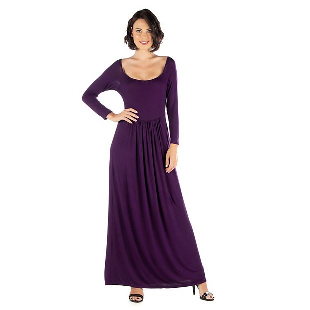  24seven Comfort Apparel Pleated Solid Color Maxi Dress