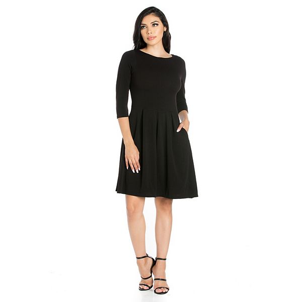Women's 24seven Comfort Apparel Fit and Flare Dress with Pockets
