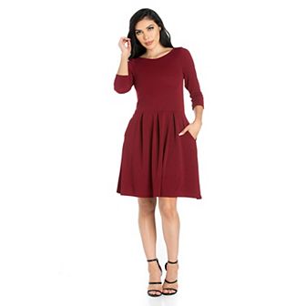 Women's 24seven Comfort Apparel Fit and Flare Dress with Pockets