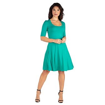 Women's 24seven Comfort Apparel Knee Length A-Line Dress