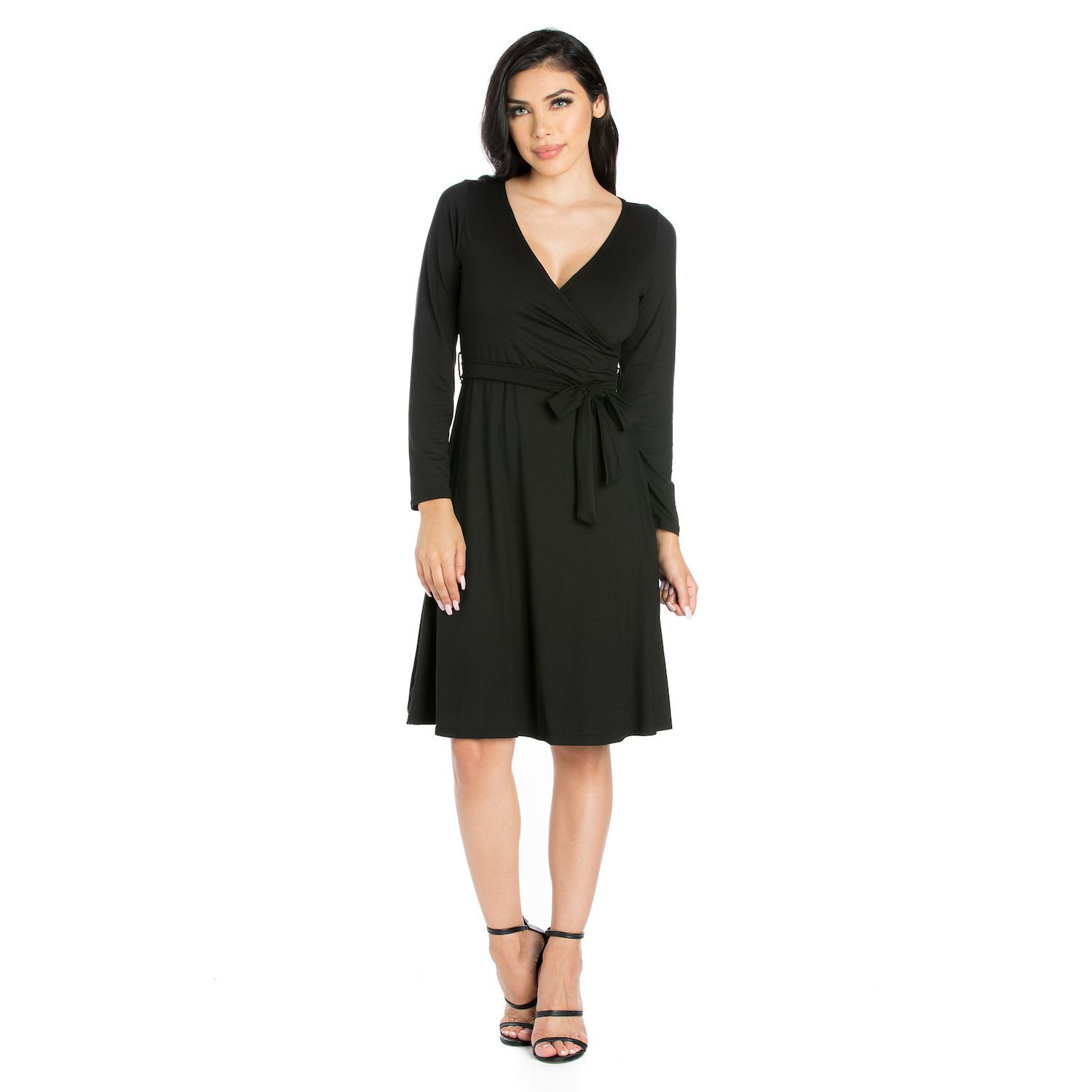 Женские платья 24Seven Comfort Apparel V-Neck Long Sleeve Skater Dress