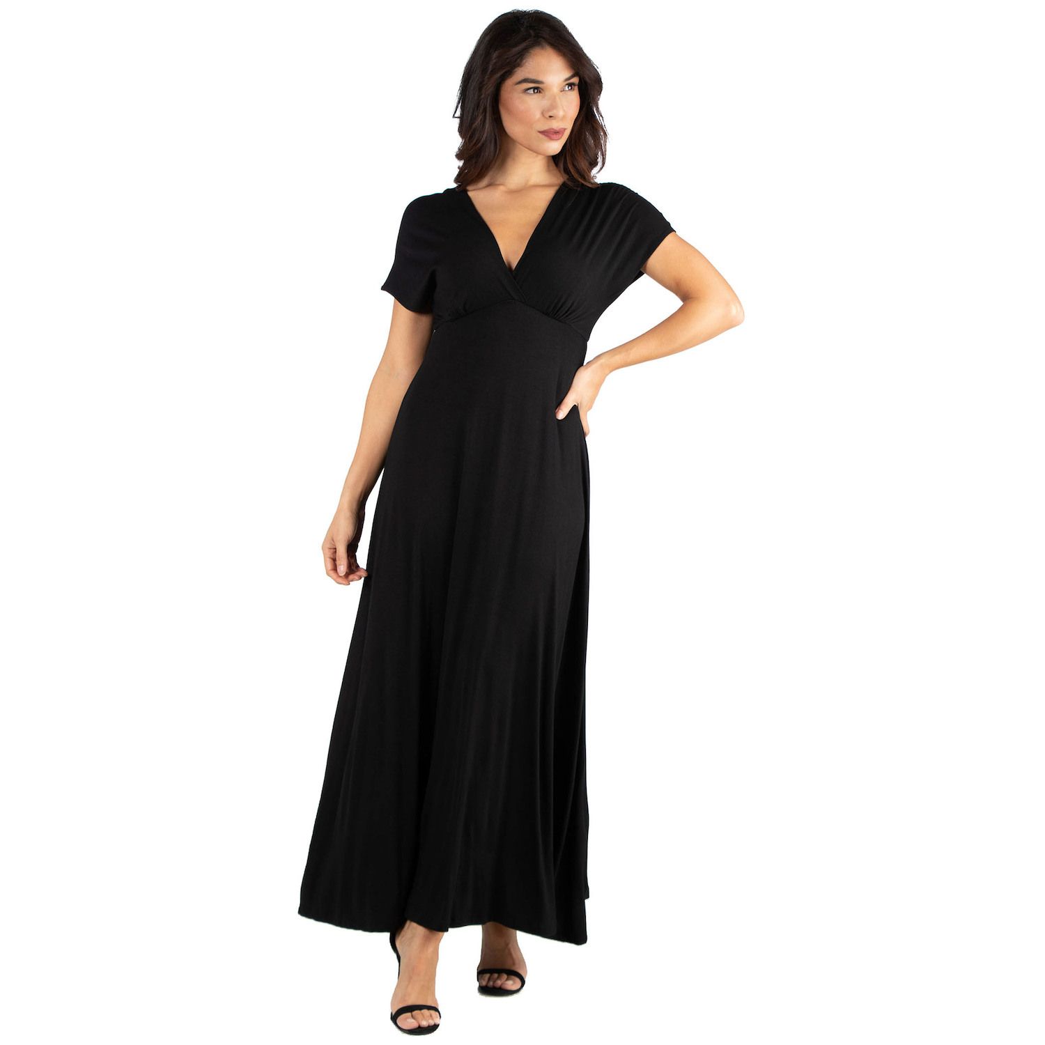 Женские платья 24Seven Comfort Apparel Cap Sleeve V-Neck Maxi Dress