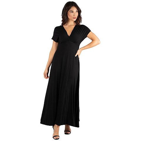 Женские платья 24seven Women's 24seven Comfort Apparel Cap Sleeve V-Neck Maxi Dress