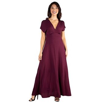 Women's 24seven Comfort Apparel Cap Sleeve V-Neck Maxi Dress