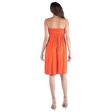 Women's 24seven Comfort Apparel Strapless Pleated Empire Waist Mini Dress
