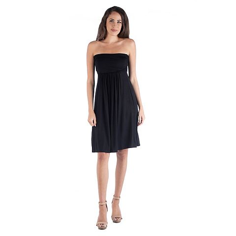 Женские платья 24seven Women's 24seven Comfort Apparel Strapless Pleated Empire Waist Mini Dress