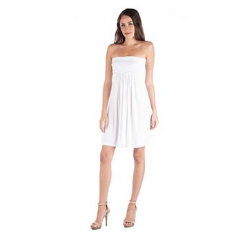 Women's 24seven Comfort Apparel Strapless Pleated Empire Waist Mini Dress